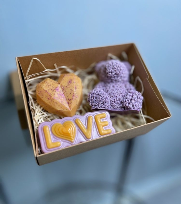 Подарочный мыльный набор "Love Bear" purple